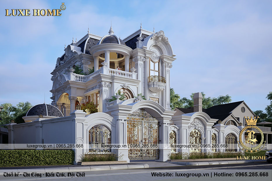 Thiết kế mẫu biệt thự 3 tầng 1 tum tân cổ điển sang trọng tại Khánh Hòa BT3580