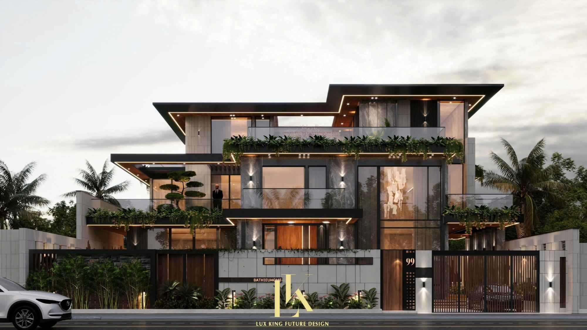 Bản vẽ siêu villa hiện đại 1 trệt 3 lầu đẹp do Lux King thực hiện