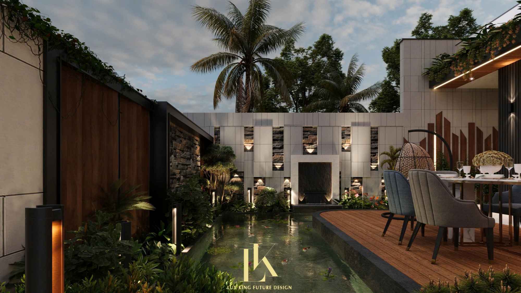 Bố trí khu vực ăn uống, đãi tiệc cạnh hồ nước