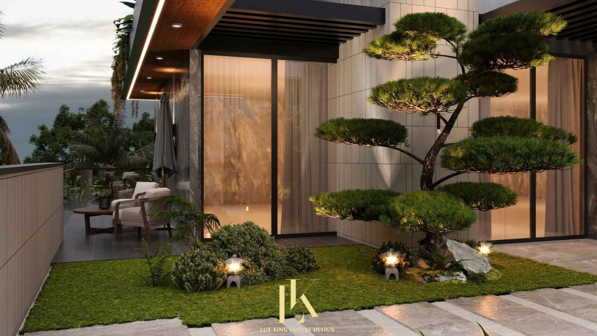 Bố trí nhiều cây xanh để tăng tính thẩm mỹ cho không gian siêu villa