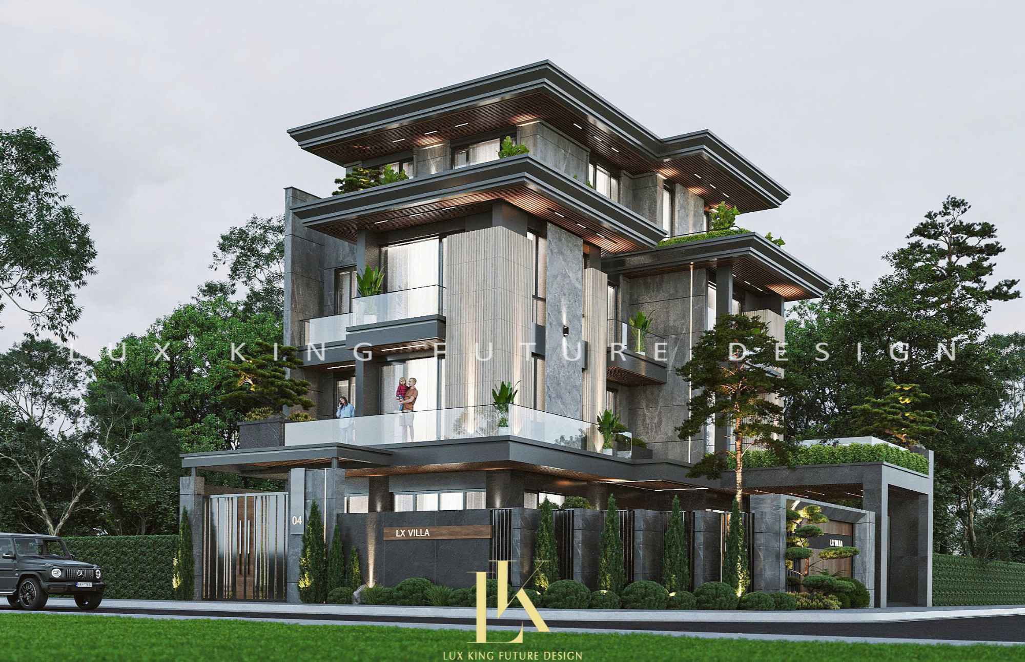 Mẫu biệt thự sân vườn 4 tầng đẹp tại Đà Nẵng BT041