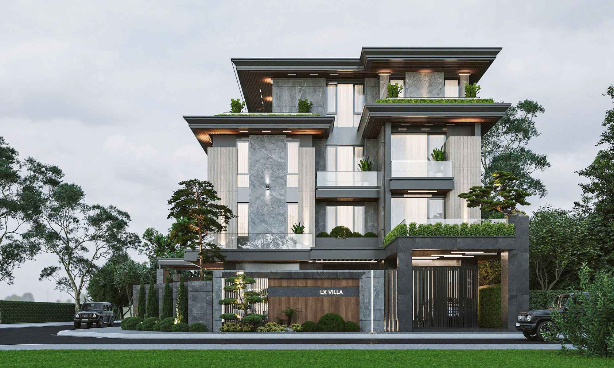 Mẫu biệt thự sân vườn 4 tầng đẹp tại Đà Nẵng BT04