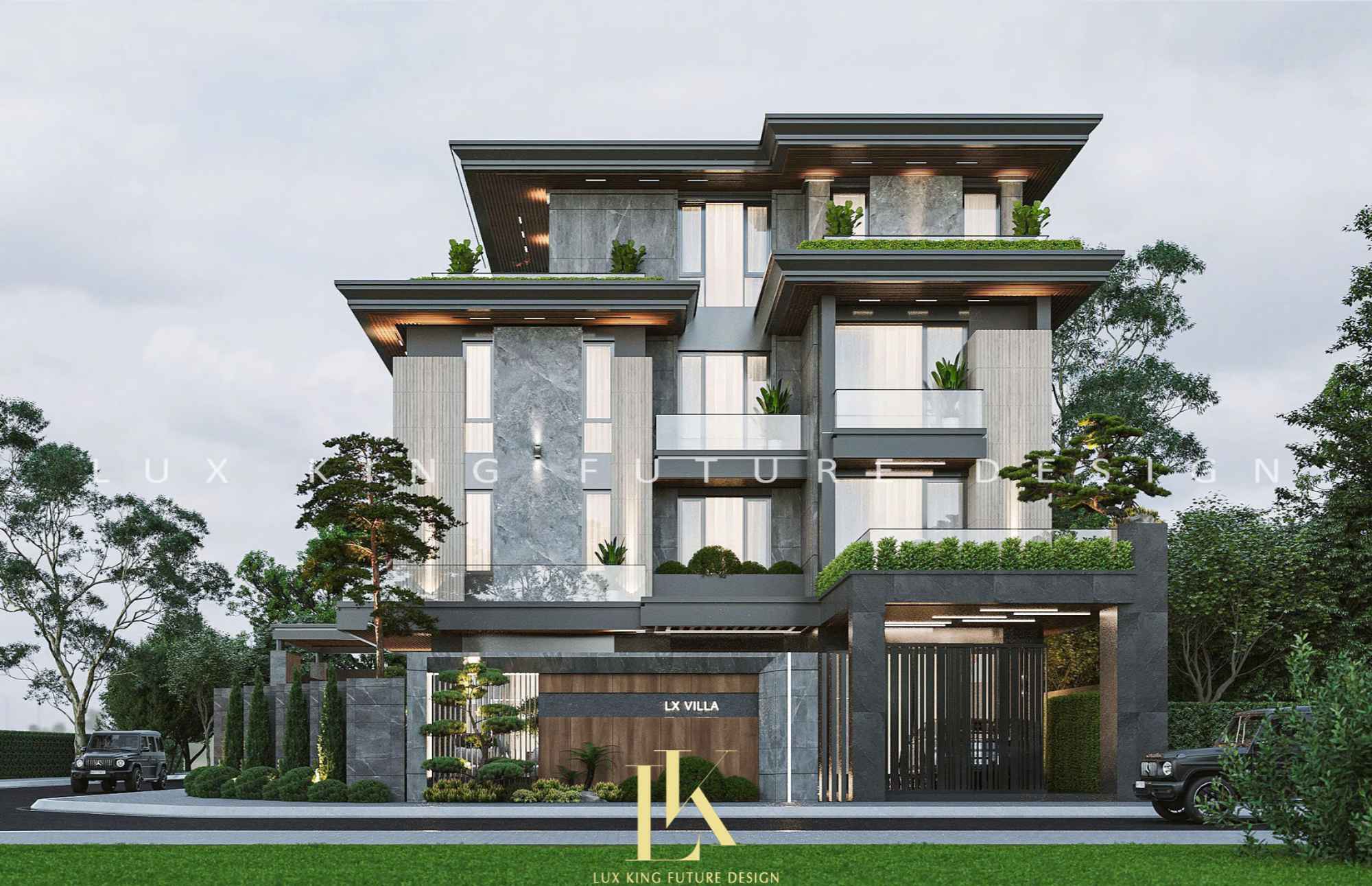 Mẫu biệt thự sân vườn 4 tầng đẹp tại Đà Nẵng BT040