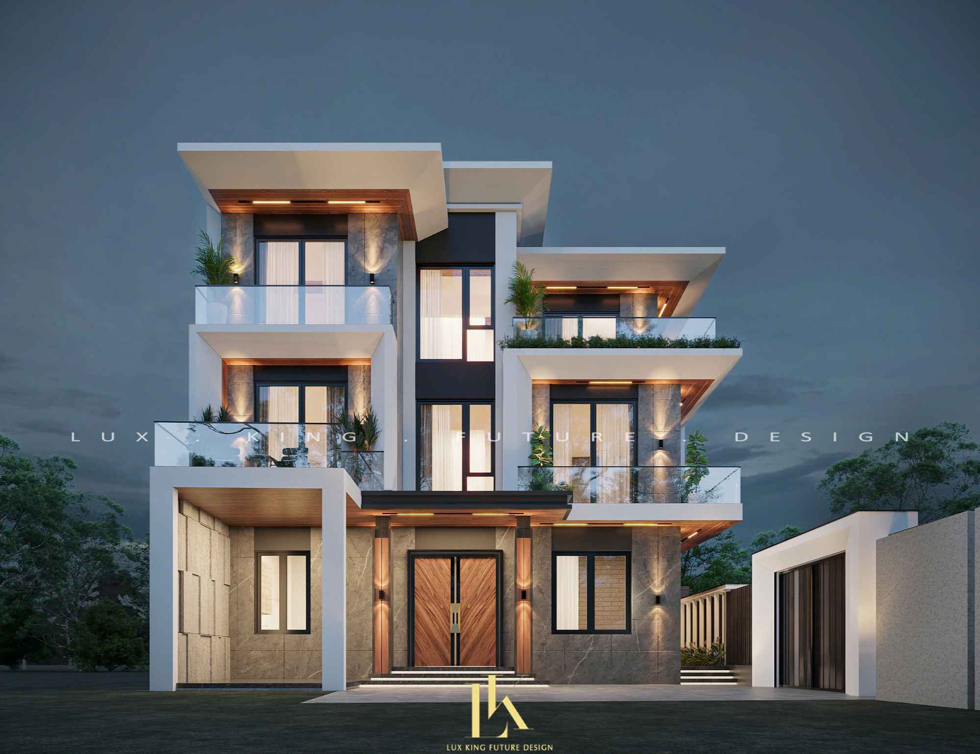 Ngôi biệt thự villa 3 tầng hiện đại nổi bật với gam màu trắng chủ đạo