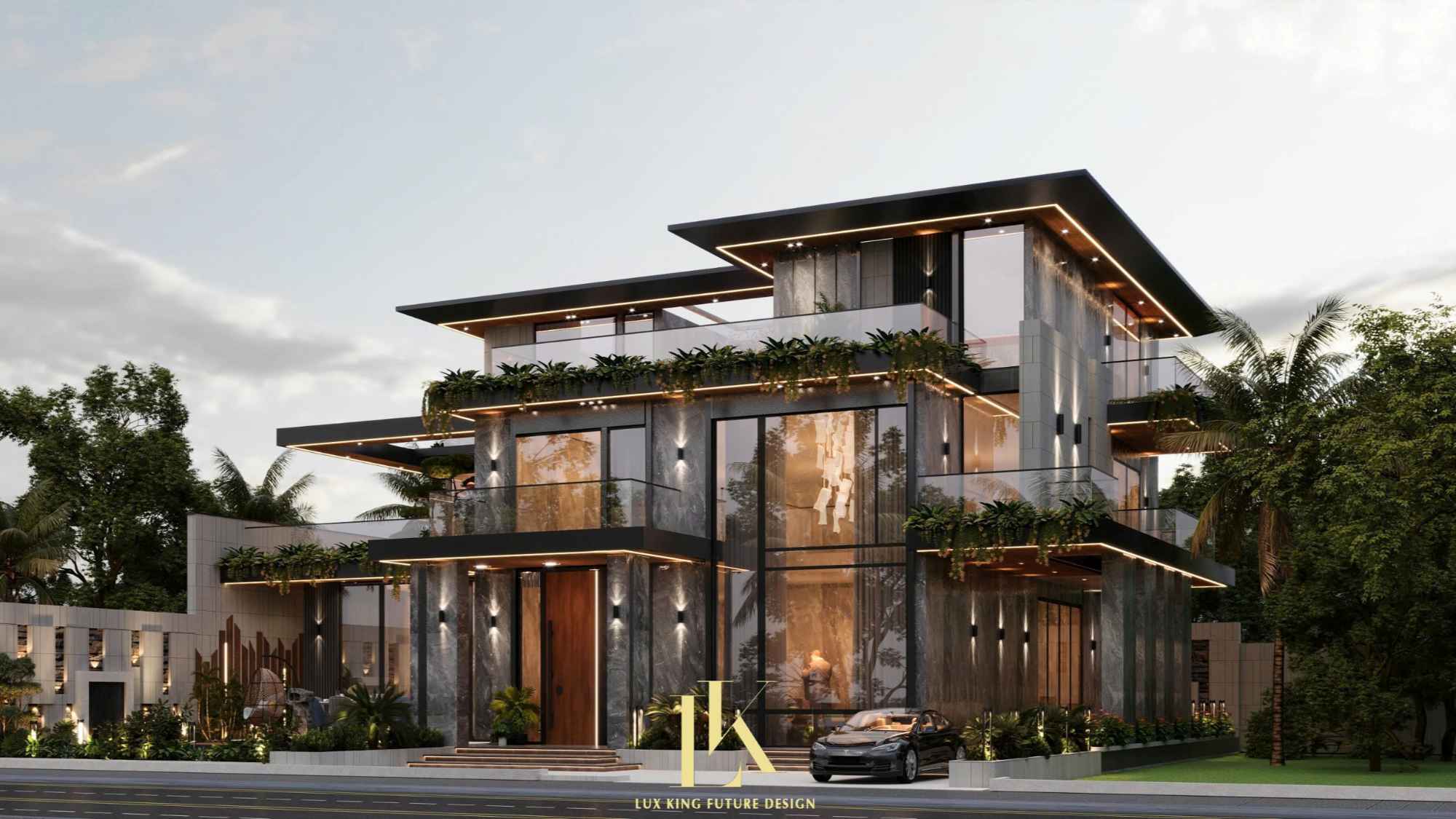 Siêu villa hiện đại 1 trệt 3 lầu sử dụng hệ vật liệu cao cấp