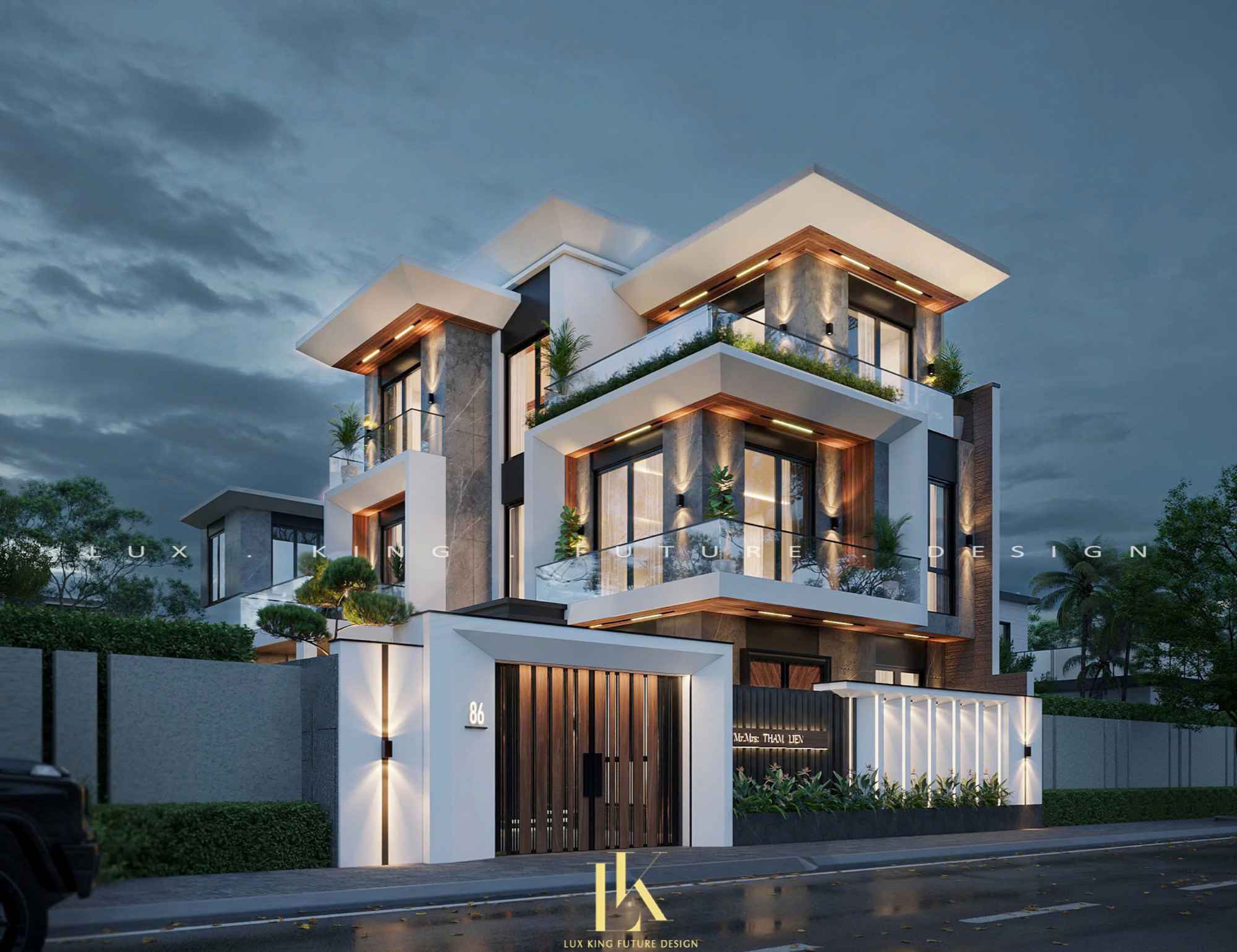 Thiết kế nội thất tầng 2 biệt thự biệt thự villa 3 tầng hiện đại