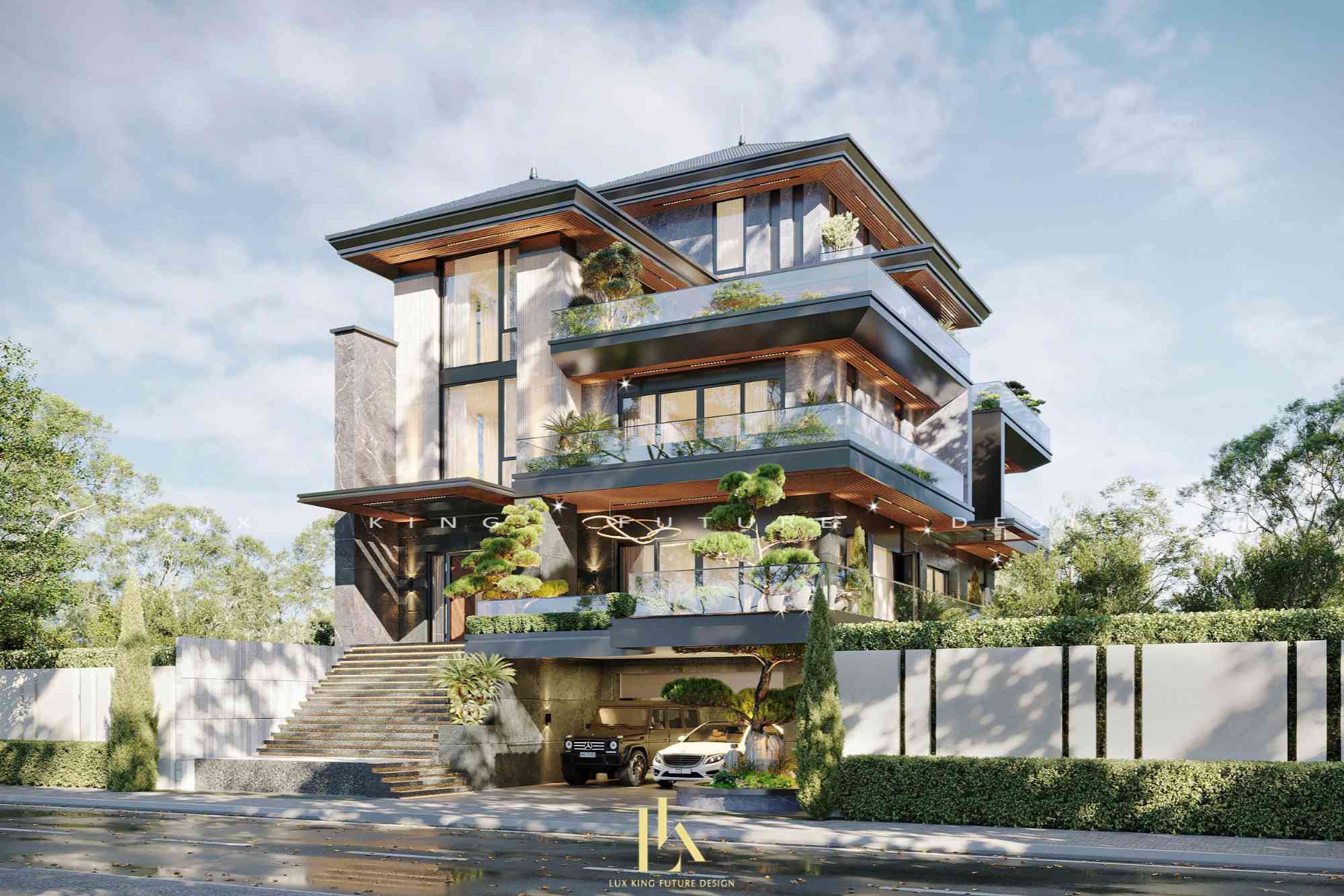 Thiết kế nội thất tầng 2 và tầng 3 cho biệt thự 1 trệt 3 tầng hiện đại mái Nhật