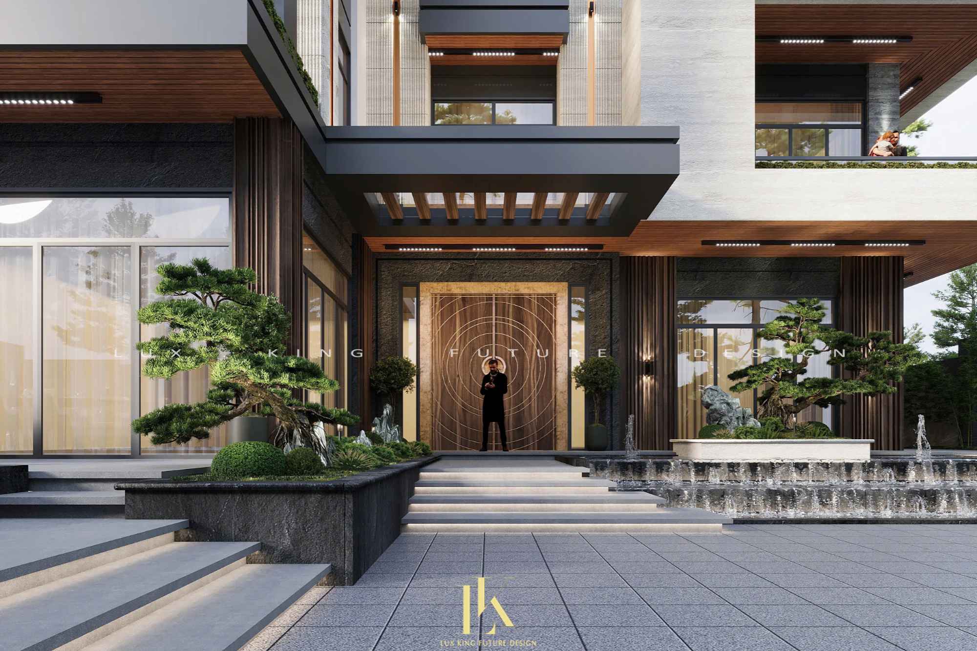 Mẫu biệt thự 3 tầng 1 tum chữ L có sân vườn, hồ bơi tại Quảng Ninh BT021