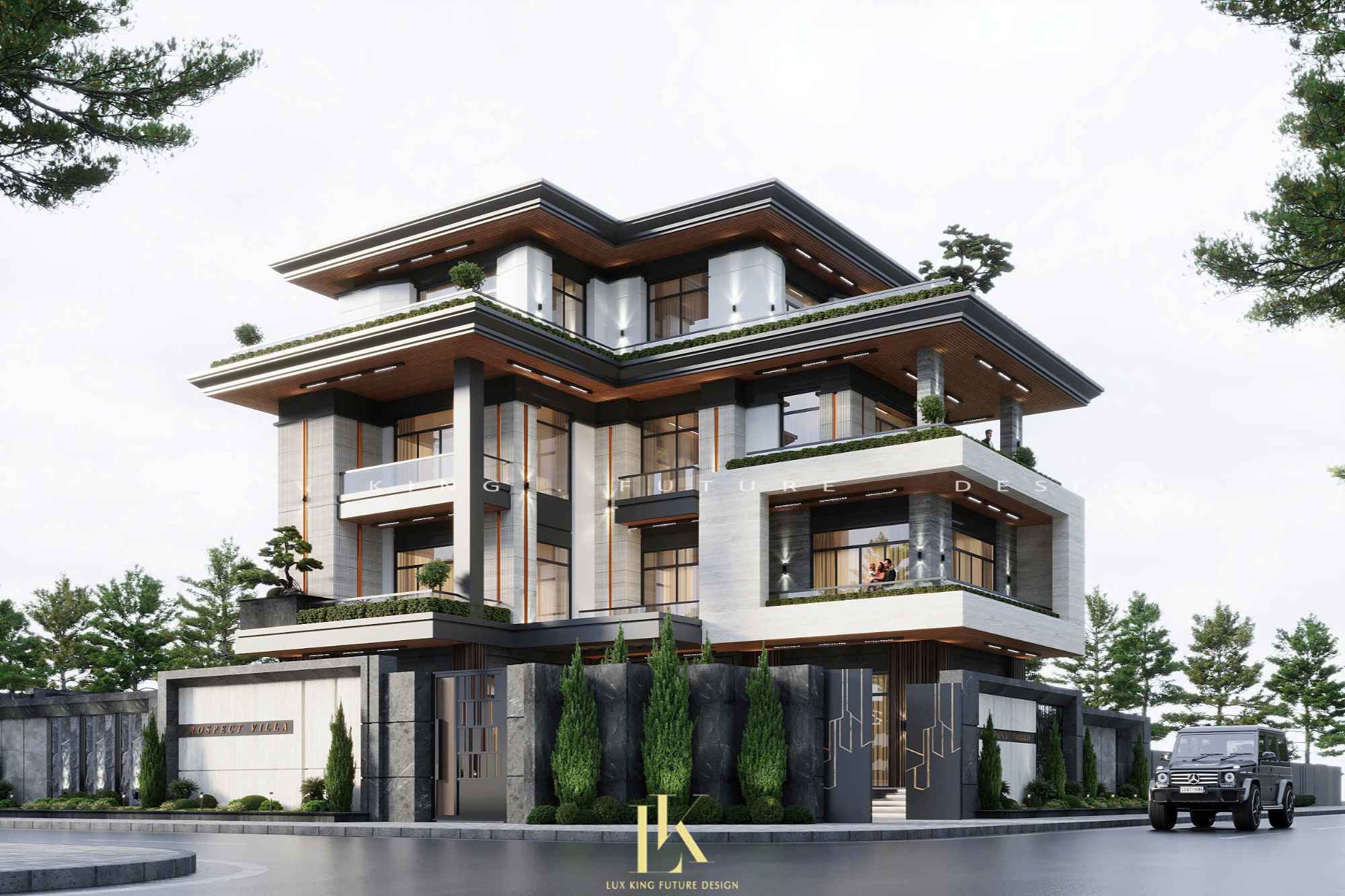 Thông tin chung biệt thự 3 tầng 1 tum chữ L có sân vườn, hồ bơi