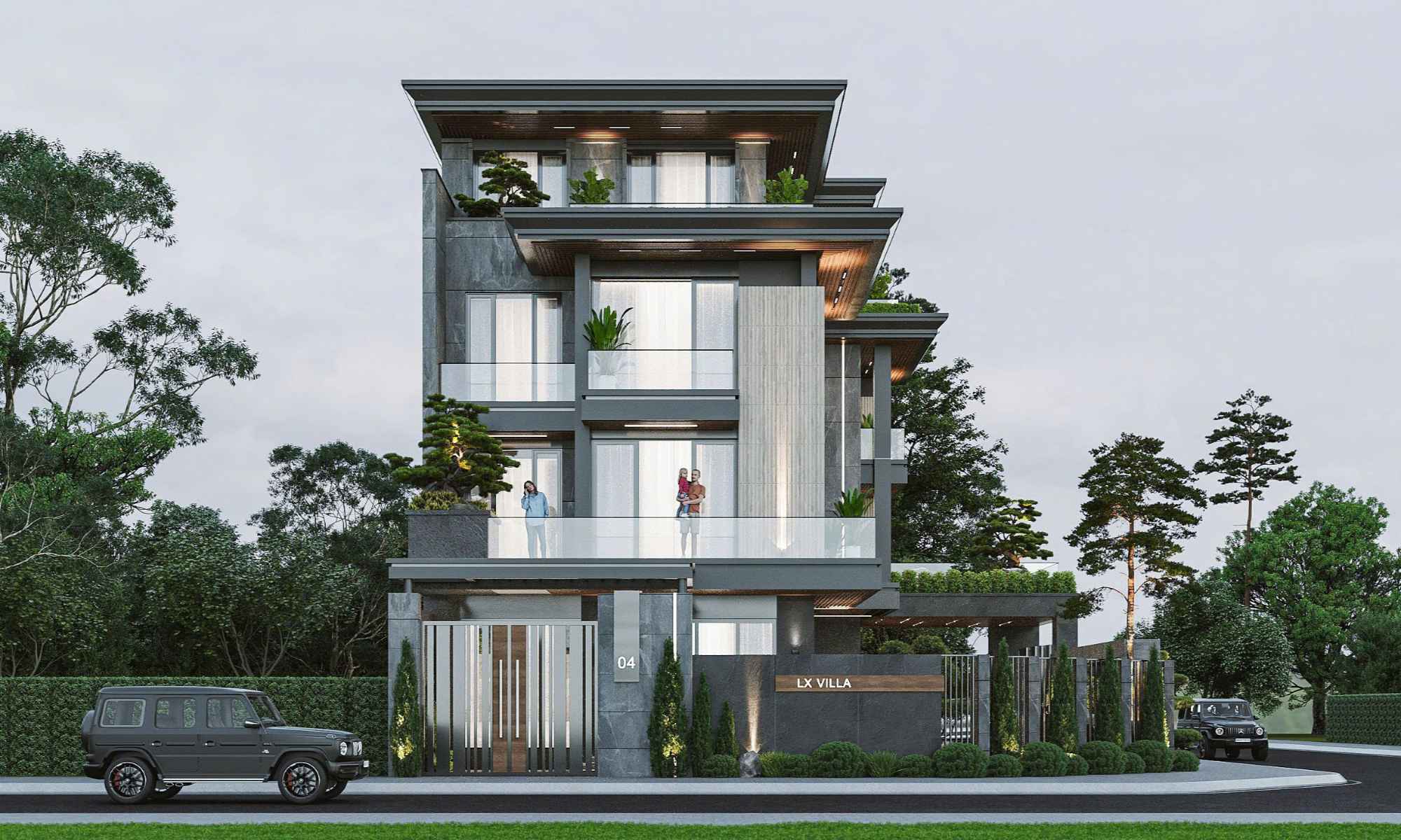 Mẫu biệt thự sân vườn 4 tầng đẹp tại Đà Nẵng BT043