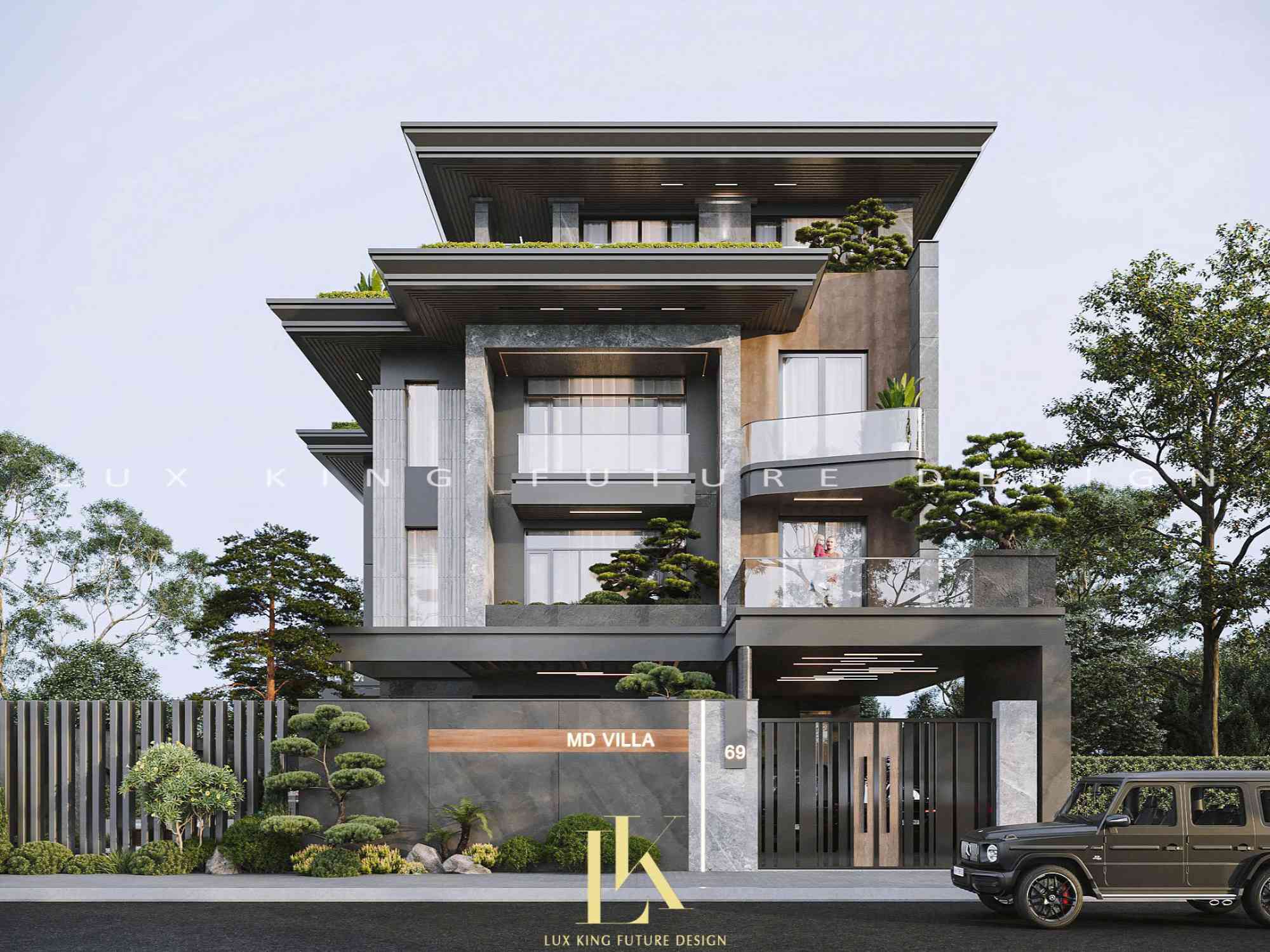 Thiết kế biệt thự villa đẹp 3 tầng 1 tum siêu sang trọng tại Bắc Giang BT05