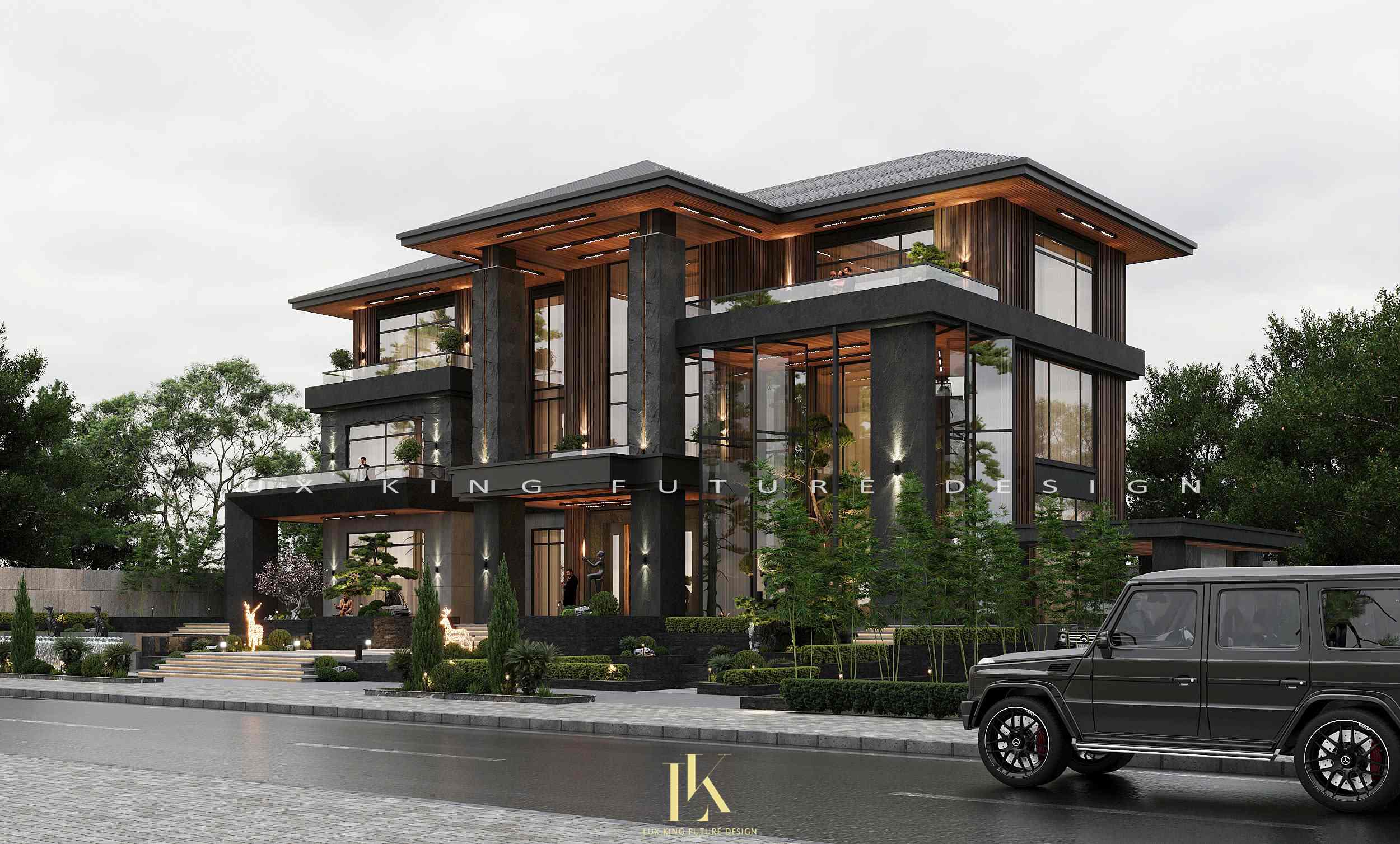 Bố trí nội thất tầng 1 làm nơi sinh hoạt chung cho biệt thự villa 3 tầng