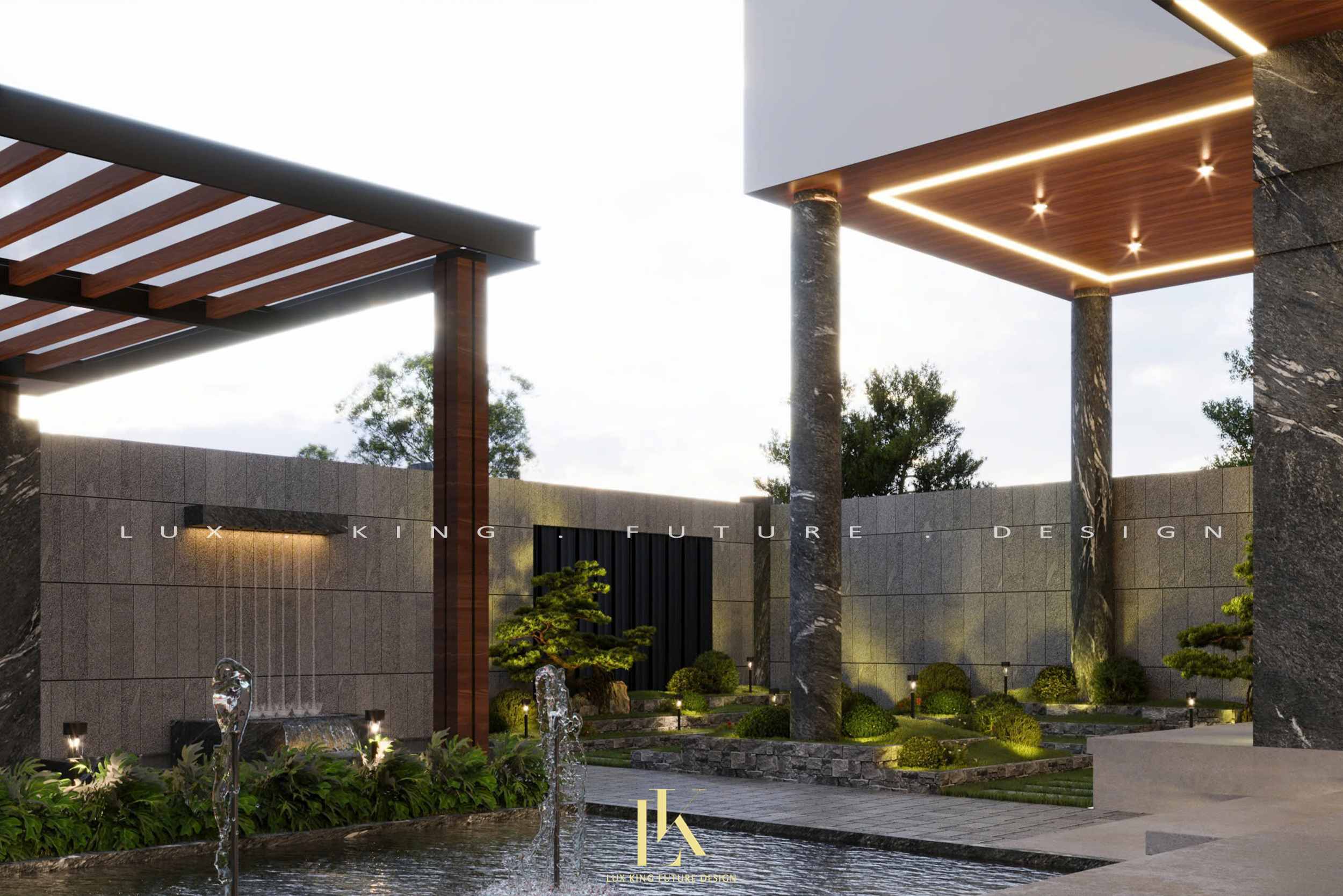 Chất liệu đá cao cấp tăng tính thẩm mỹ cho biệt thự 2 tầng