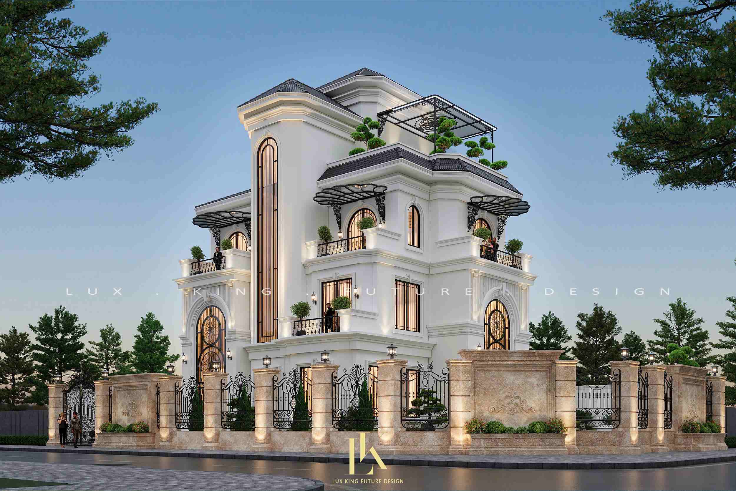 Mẫu biệt thự 4 tầng phong cách Đông Dương kiêu sa, tinh tế