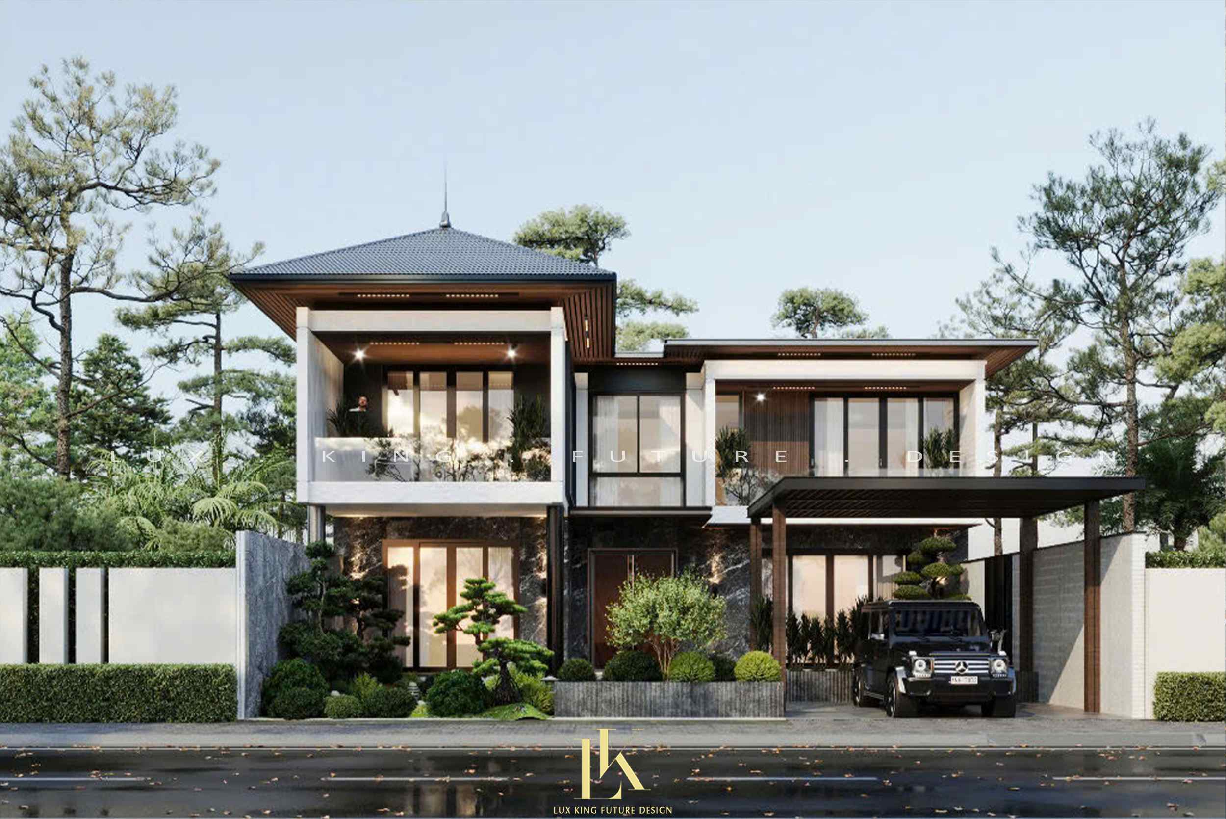 Mẫu nhà 2 tầng mái Nhật hài hòa giữa tính hiện đại và truyền thống