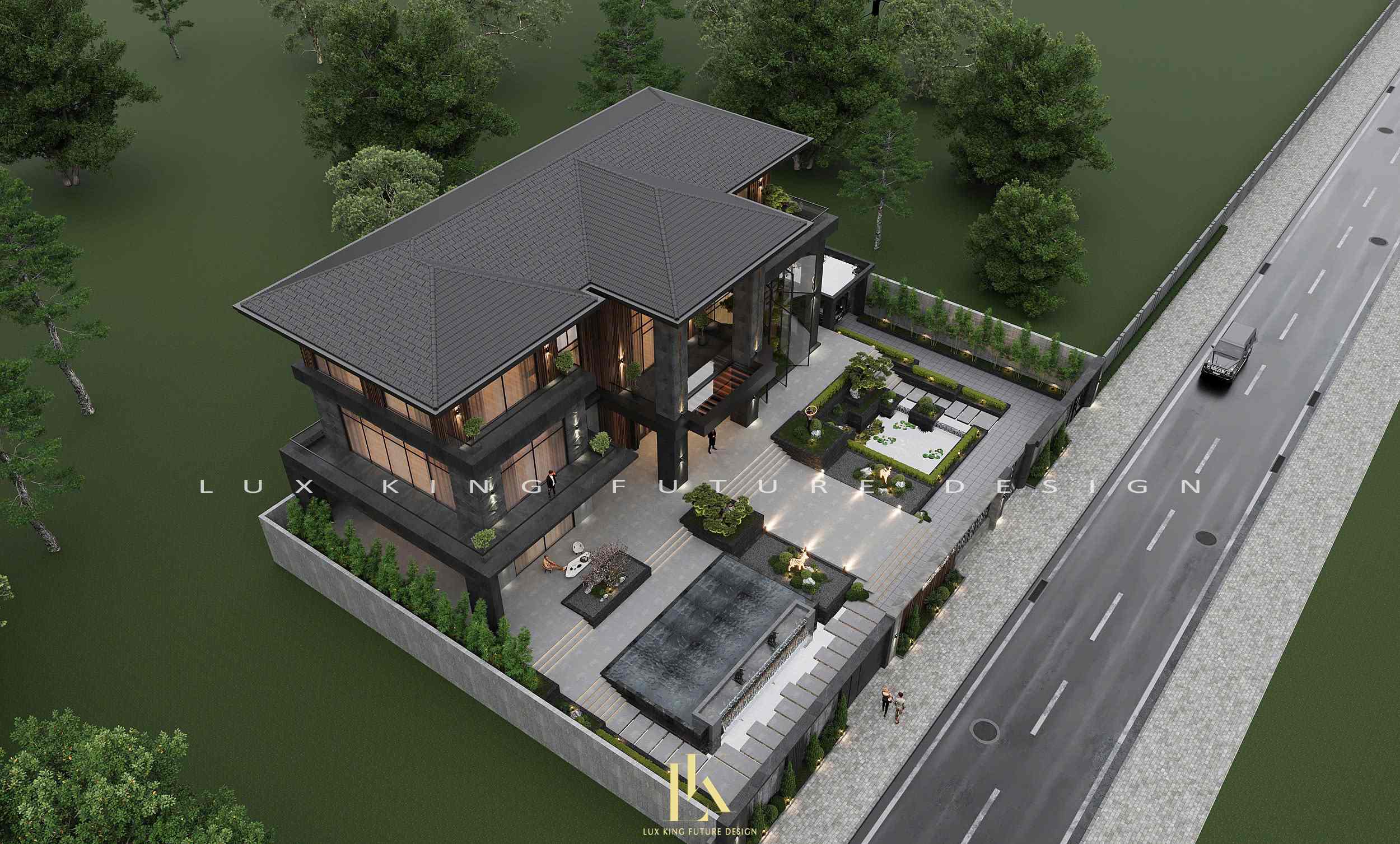 Tầng mái biệt thự villa 3 tầng được tận dụng làm khu sân phơi và kho chứa đồ