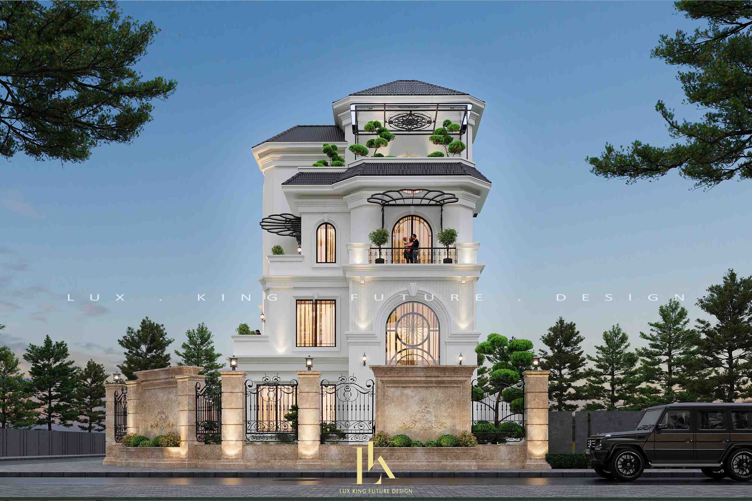 Thiết kế mẫu biệt thự 4 tầng phong cách Đông Dương kiêu sa, tinh tế BT08